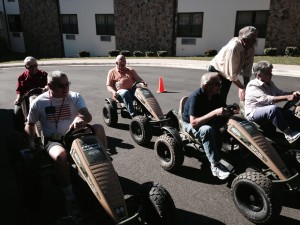 Go cart races - Nancy F. on right